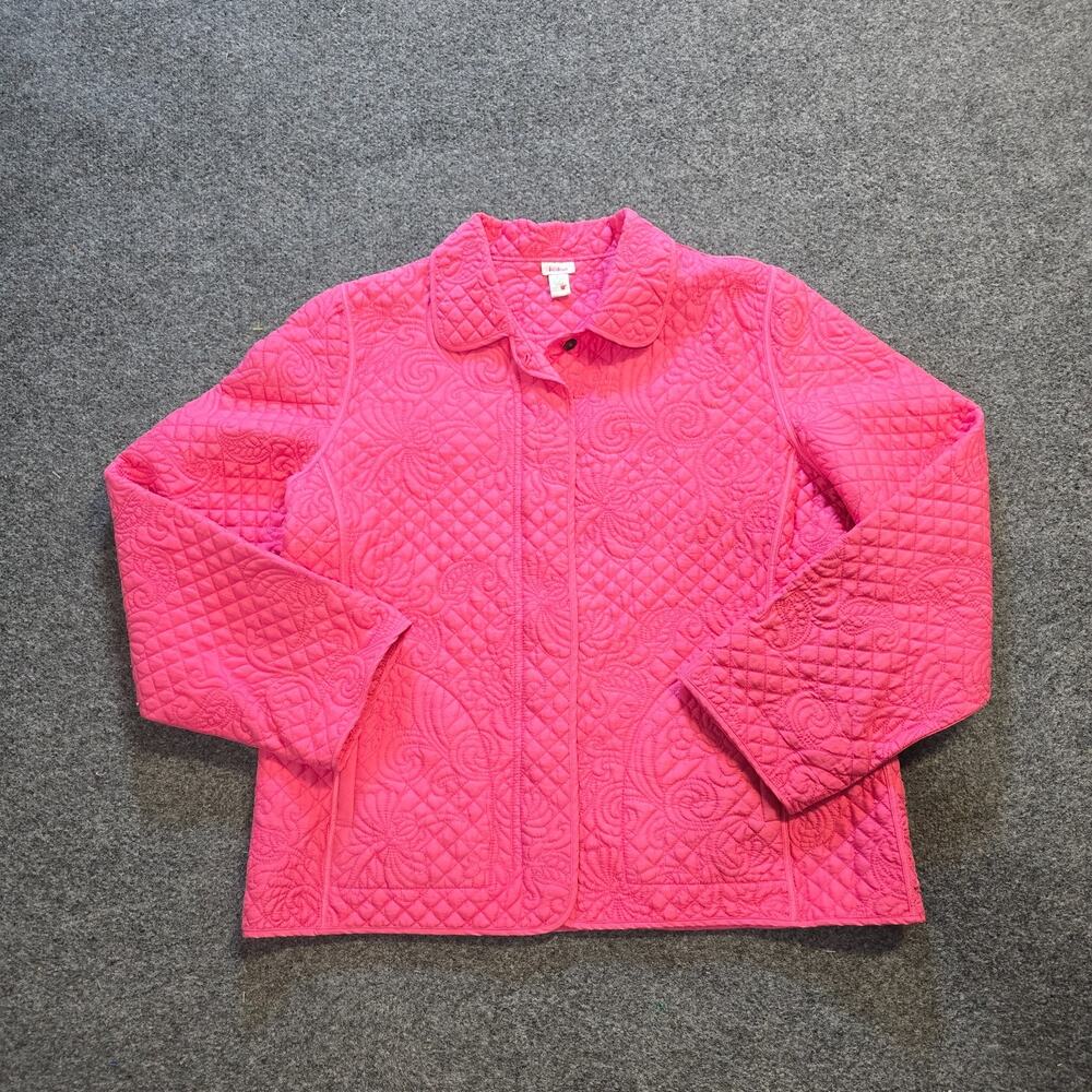 Kiko Jacket Womens Large Pink Silk Diamond Quilted Full Zip Lightweight Casual
